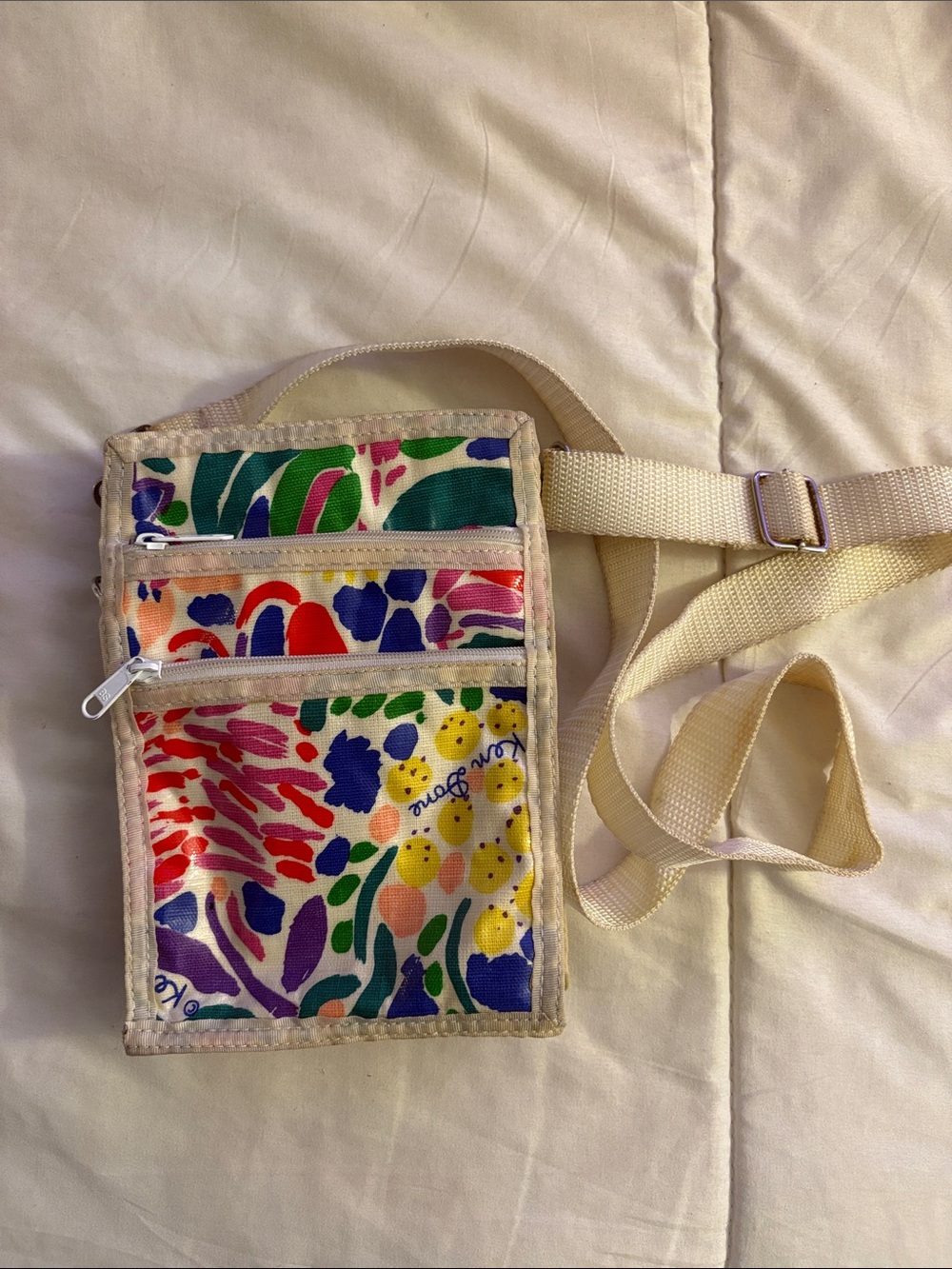 Vintage Ken Done Floral Crossbody Wallet with Adjustable Strap